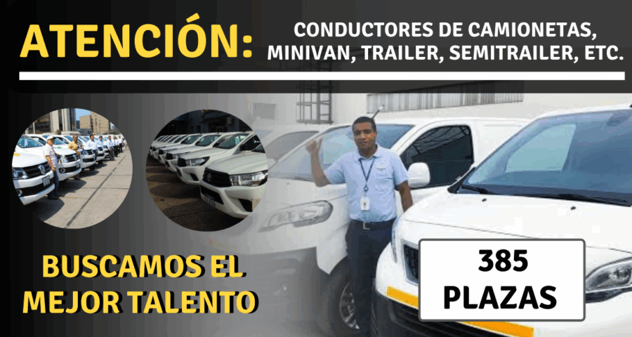 AVISOS DE TRABAJO PARA CONDUCTORES DE CAMIONETAS Y OTROS VEHÍCULOS EN GENERAL