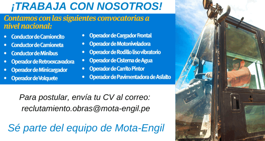 Bolsa de trabajo en Mota-Engil a nivel nacional e internacional ¡Únete al equipo!
