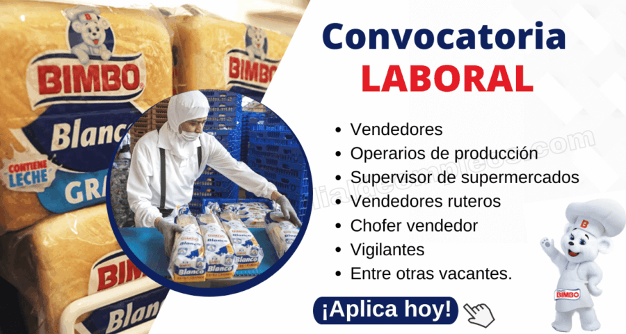 Buscamos colaboradores Panificadora Bimbo - Filial de Empleos