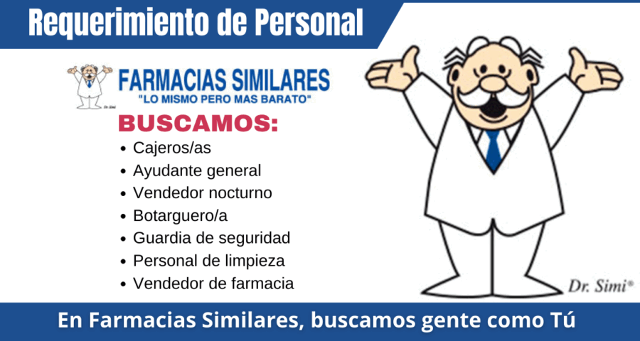 Buscamos gente como tu únete a Farmacias Similares