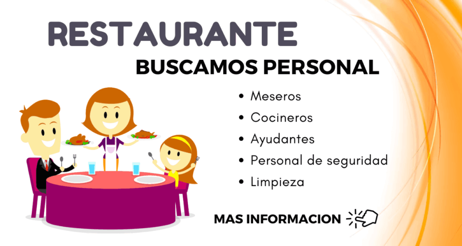 Buscamos personal para trabajar en Restaurantes