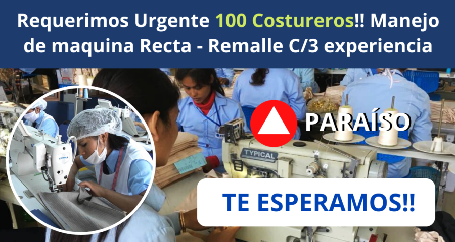 CONVOCATORIA DE TRABAJO EN IMPORTANTE EMPRESA DE PRODUCTOS PARAÍSO