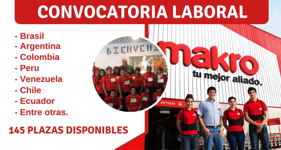 CONVOCATORIA DE TRABAJO EN MAKRO SUPERMAYORISTA CON 150 TIENDAS EN AMERICA DEL SUR