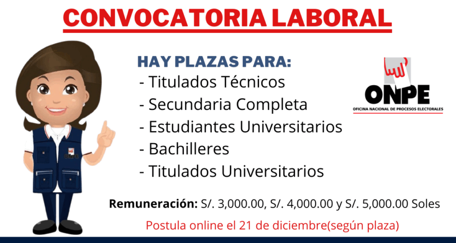 Convocatoria Laboral En Oficina Nacional De Procesos Electorales