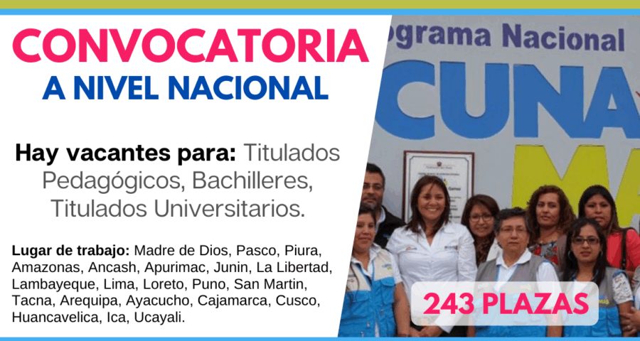Convocatoria Laboral Para Cuna Más: 243 Plazas A Nivel Nacional
