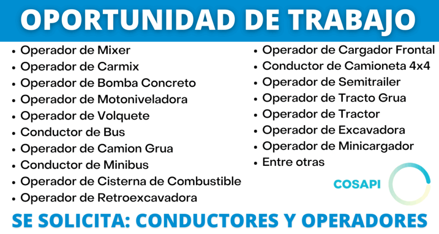 Convocatoria de trabajo Cosapi a nivel nacional ¡Únete al equipo!