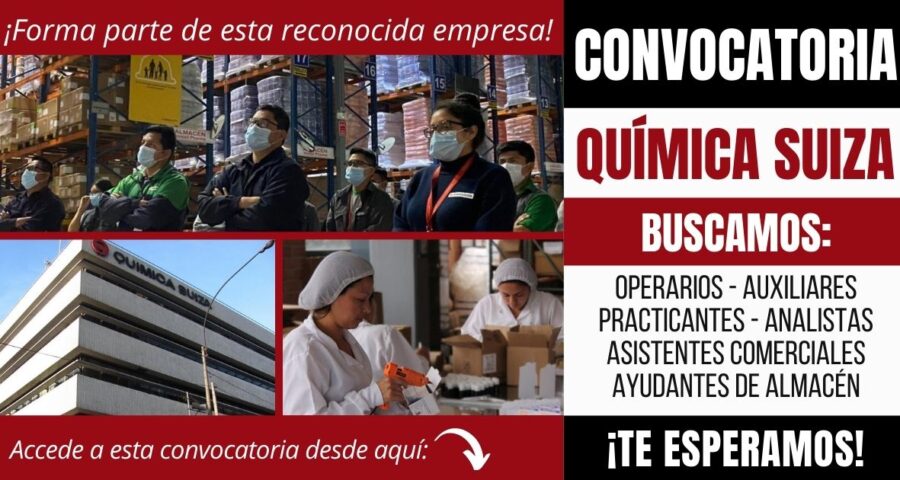 Convocatoria en QUÍMICA SUIZA