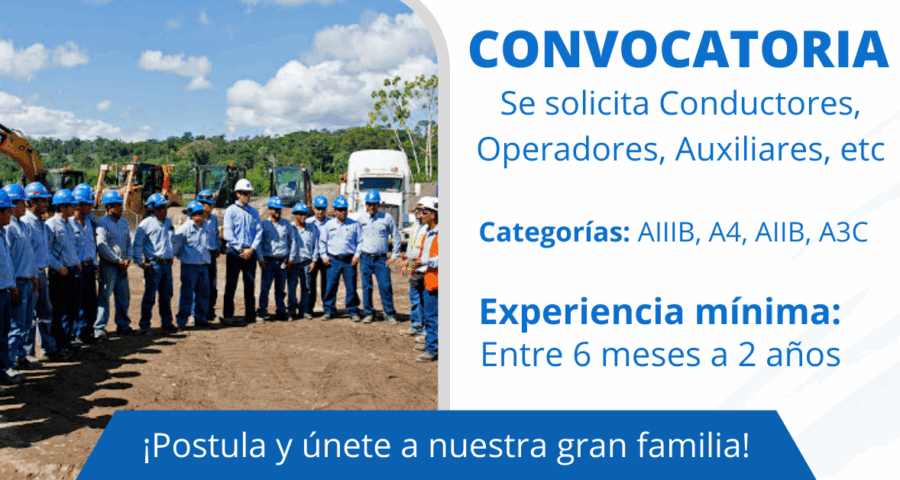 Convocatoria en Transber: Requiere Conductores, Operadores, Auxiliares, Otros