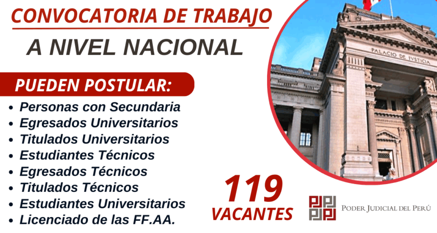 Convocatoria laboral Poder Judicial 2023 a nivel nacional
