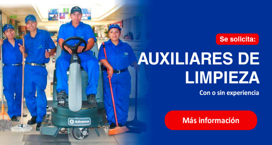 Convocatoria laboral | Se solicitan Auxiliares de limpieza con y sin experiencia