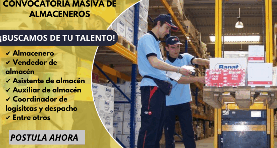 Convocatoria masiva  de ALMACENERO dentro de empresas reconocidas