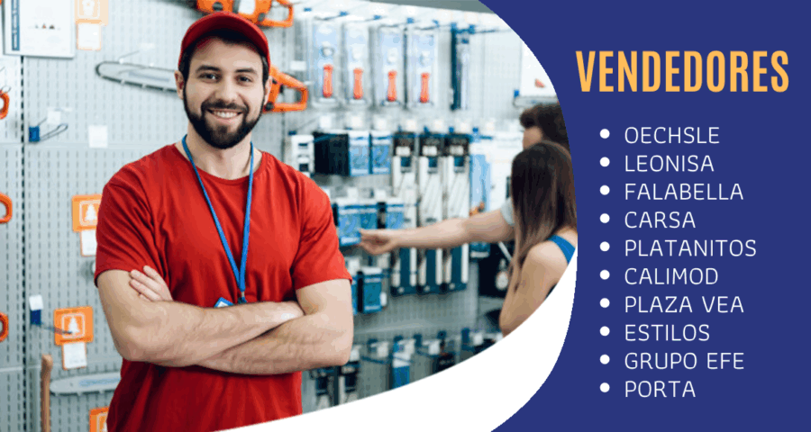 Convocatoria para VENDEDORES DE TIENDA en reconocidas empresas del sector RETAIL