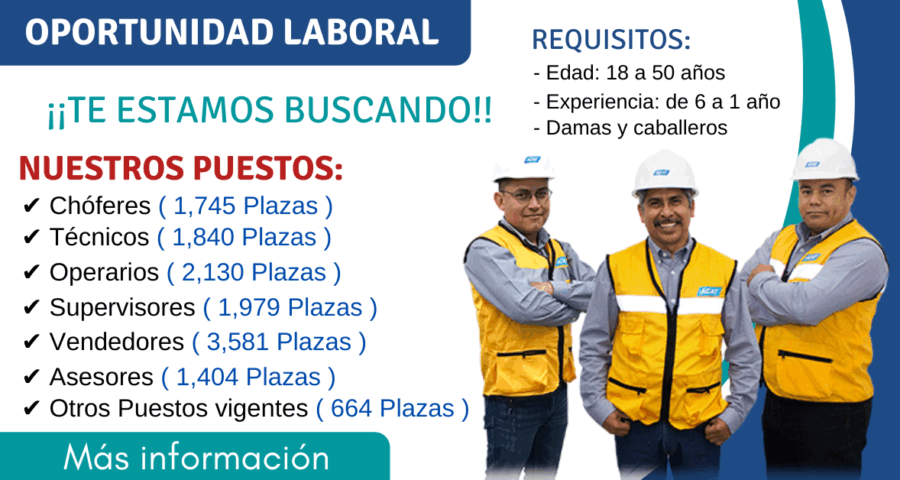 Empleos Recientes Para Técnicos, Operarios, Supervisores, Vendedores, Asesores, Otros