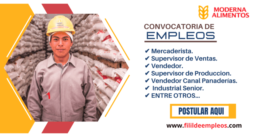 Empresa nacional Moderna Alimentos S.A - Requiere supervisores y vendedores