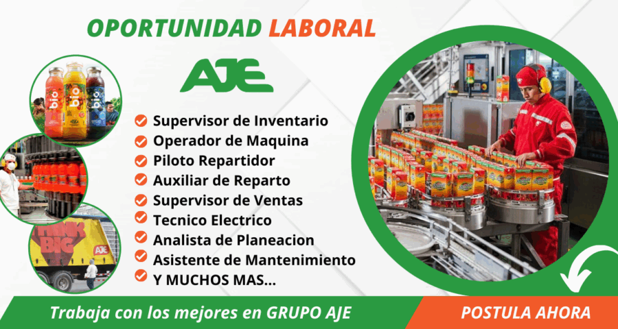 GRUPO AJE – Busca nuevos colaboradores talentosos para integrar a su equipo
