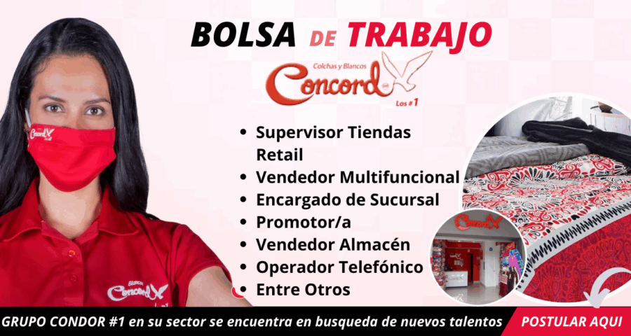 GRUPO CONCORD – Empresa de sector Textil requiere personal