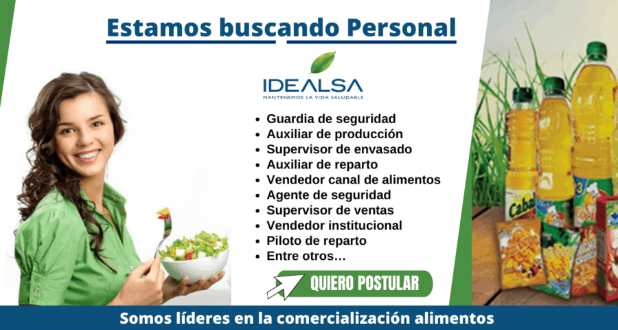 IDEALSA requiere colaboradores para nuevos trabajos