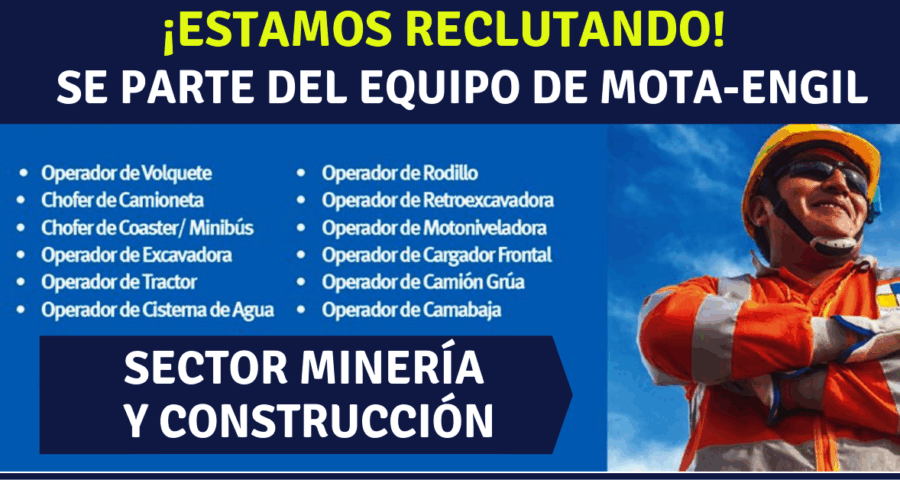 IMPORTANTE CONVOCATORIA DE TRABAJO EN COMPAÑÍA MOTA ENGIL LÍDER INTERNACIONAL