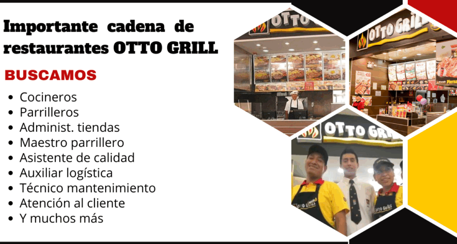 Importante cadena de restaurantes OTTO GRILL cuenta con nuevas plazas