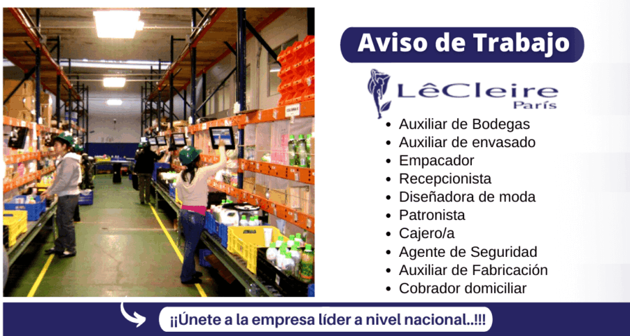 LeCleire - Fabrica de productos cosméticos requiere personal