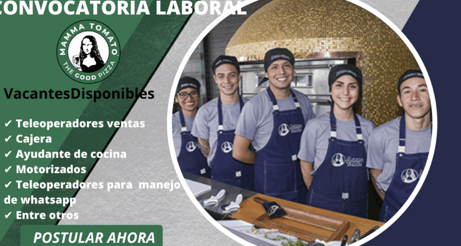 MAMMA TOMATO- Solicita nuevos colaboradores en diversas areas