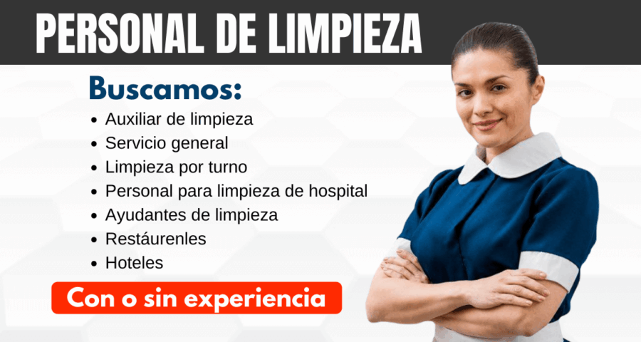 Mas trabajo en área de Limpieza