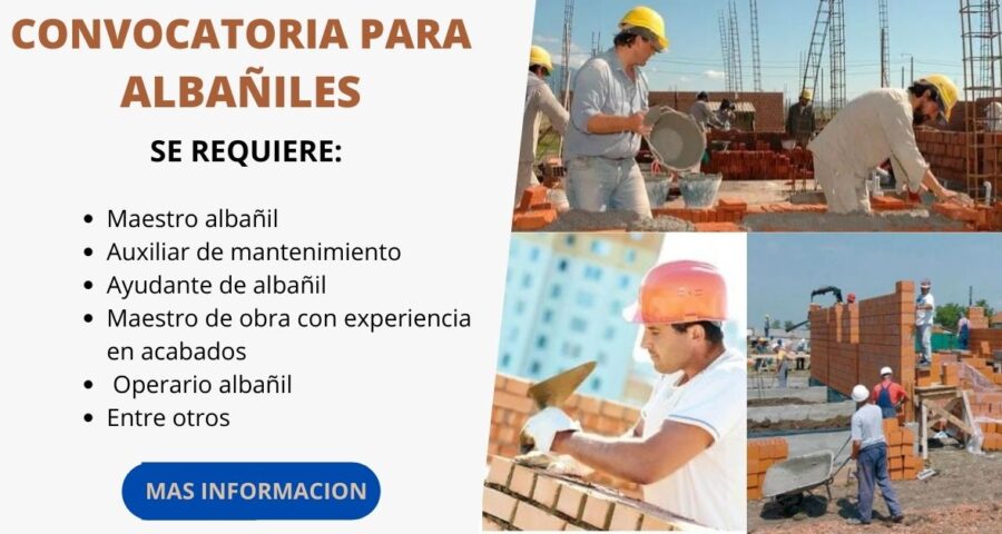 NUEVA CONVOCATORIA DE TRABAJOS DE MAESTROS DE OBRA Y ALBAÑILES