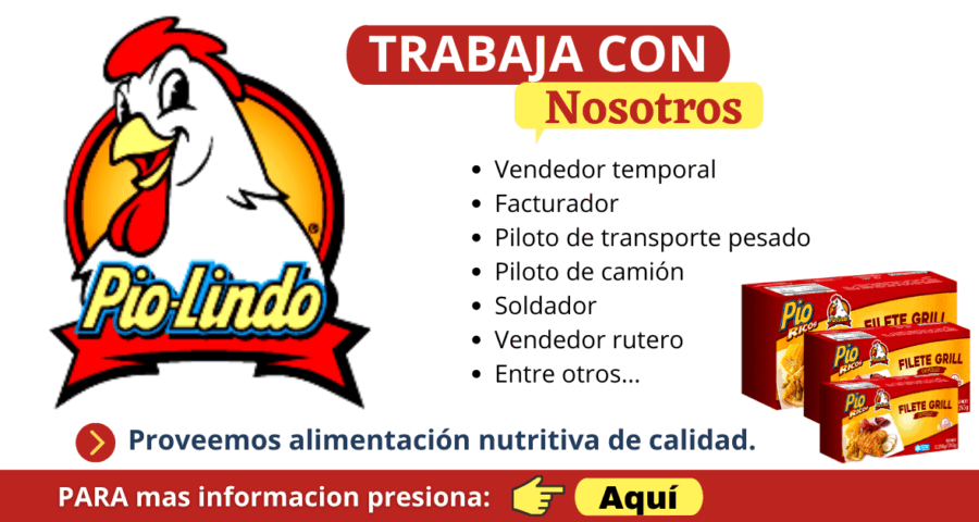 Nuevas oportunidades de trabajo en pollos Pio Lindo