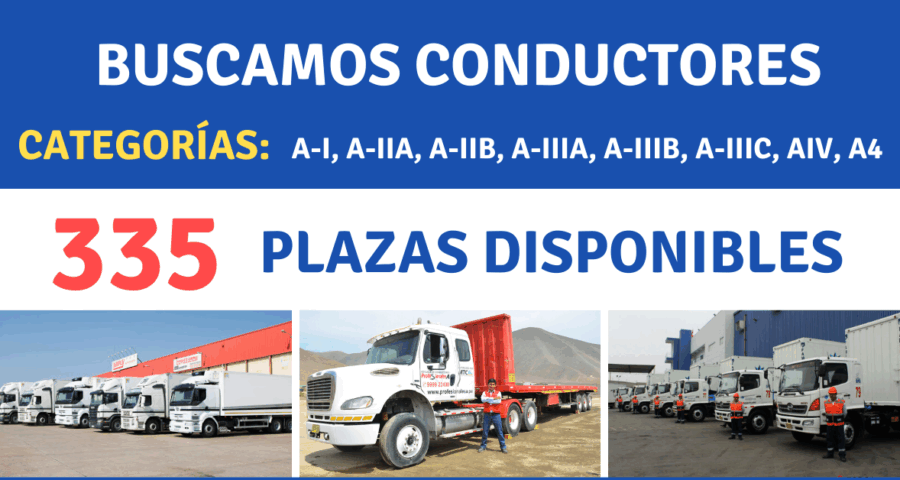 OFERTAS DE TRABAJO PARA CONDUCTORES ( 335 PLAZAS DISPONIBLES )