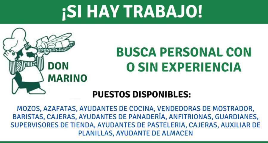 OPORTUNIDAD LABORAL EN DON MARINO PANES POSTRES Y CAFÉ