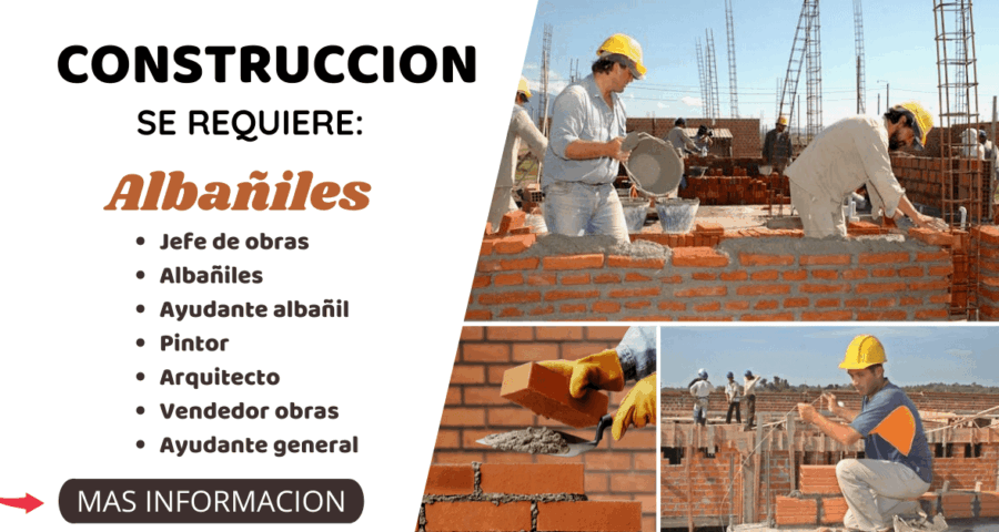Obras y construcción requiere Albañiles