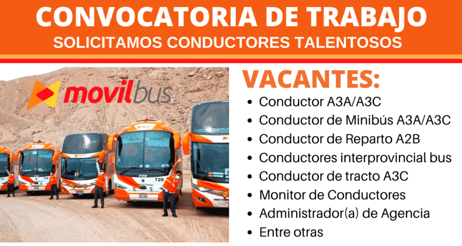 Ofertas de trabajo Movil Bus a nivel nacional ¡Únete al equipo!