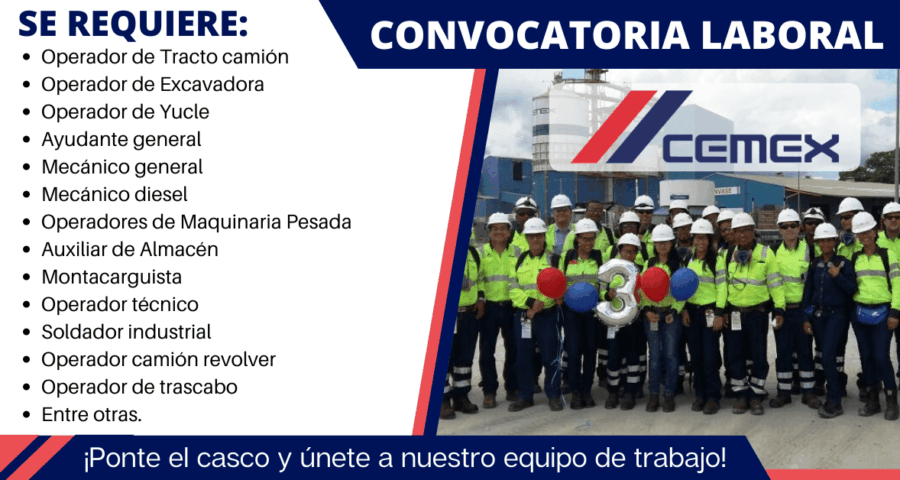 Ofertas de trabajo en Cementos Mexicanos líder en el sector