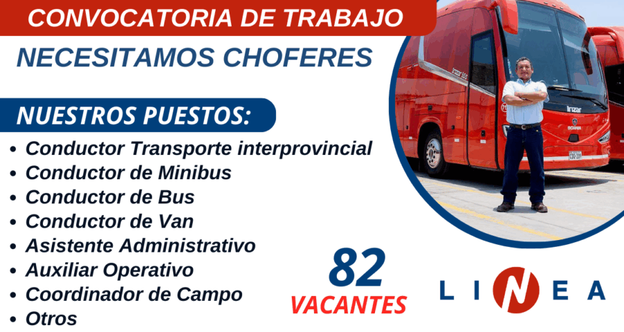 Ofertas de trabajo en Transportes Línea a nivel nacional ¡Únete al equipo!