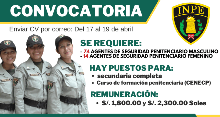 Oportunidad de Trabajo: El Instituto Nacional Penitenciario Ofrece Mas de 88 Plazas