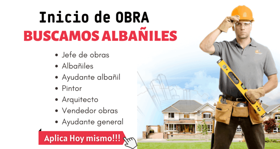 Por inicio de Obra se busca albañiles