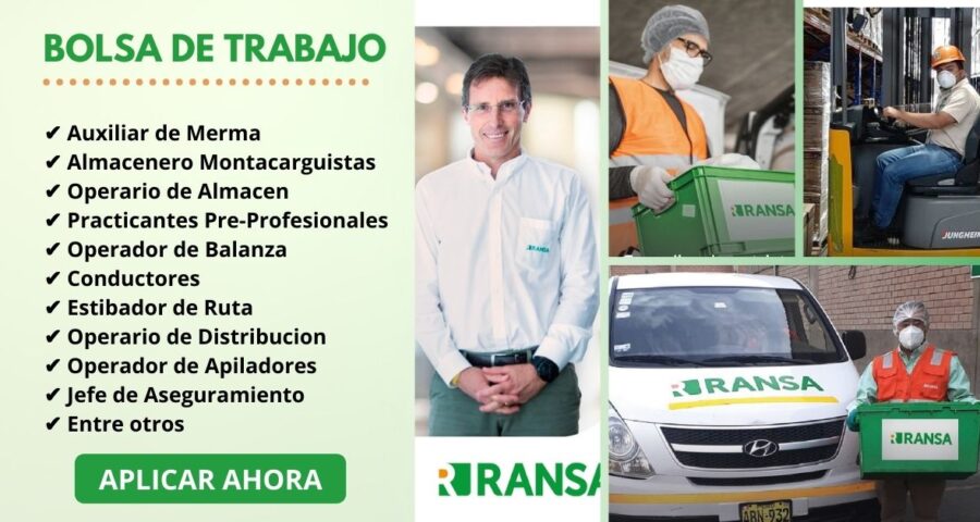 RANSA COMERCIAL – Apertura nuevas vacantes para diferentes áreas