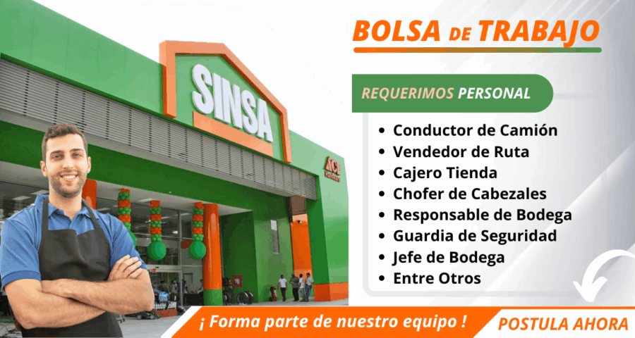 Reconocida empresa SINSA dispone de nuevas vacantes de empleo para ti a nivel nacional