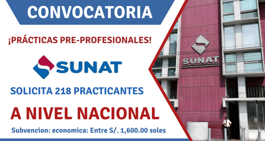 SUNAT: Convocatoria de Concurso Publico de Practicantes Pre-profesionales