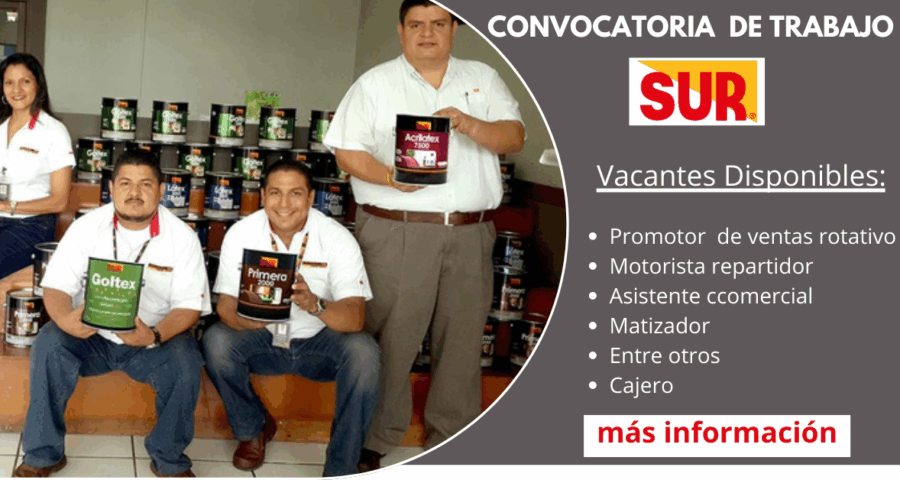 SUR COLOR -Necesita personal para areás disponibles