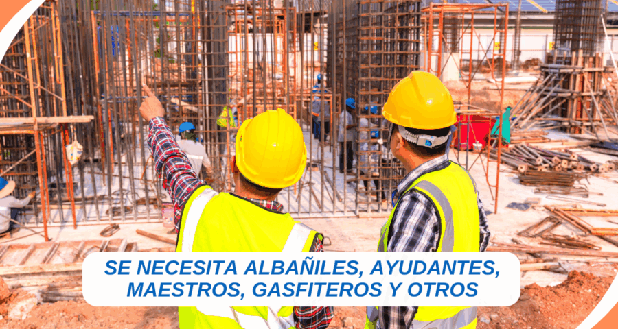Se necesita albañiles, ayudantes, maestros y gasfiteros para proyectos de construcción civil