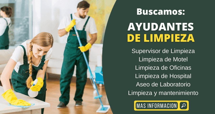 Se requiere ayudantes de Limpieza