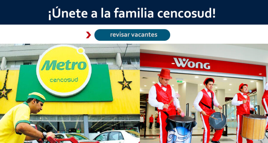 Supermercados Wong y Metro busca personas para trabajar a medio y tiempo completo