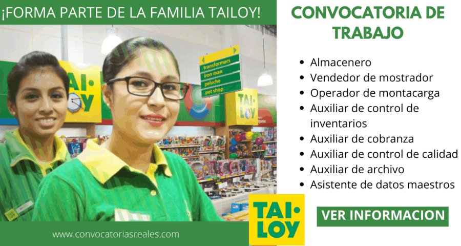 TAILOY- Cuenta con nuevas vacantes para ti