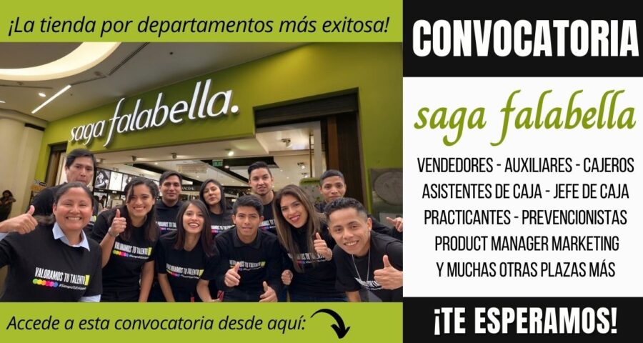 Tiendas Saga Falabella requiere nuevos colaboradores