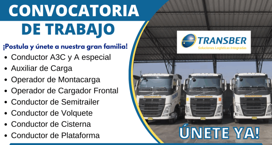 Trabaja en Transber empresa dedica al transporte de carga aérea y terrestre