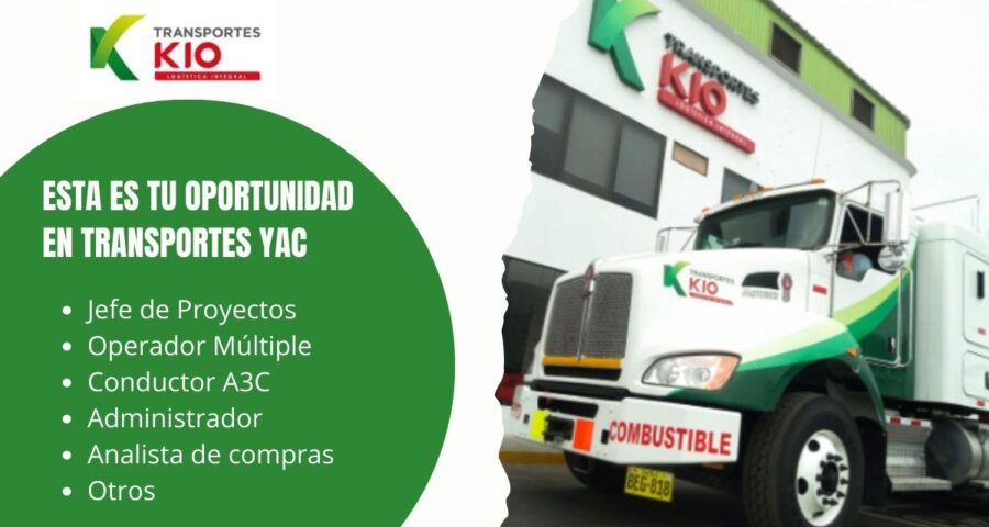 Trabajos en Transporte kio para Conductores Analista de Compras y Operador Multiple