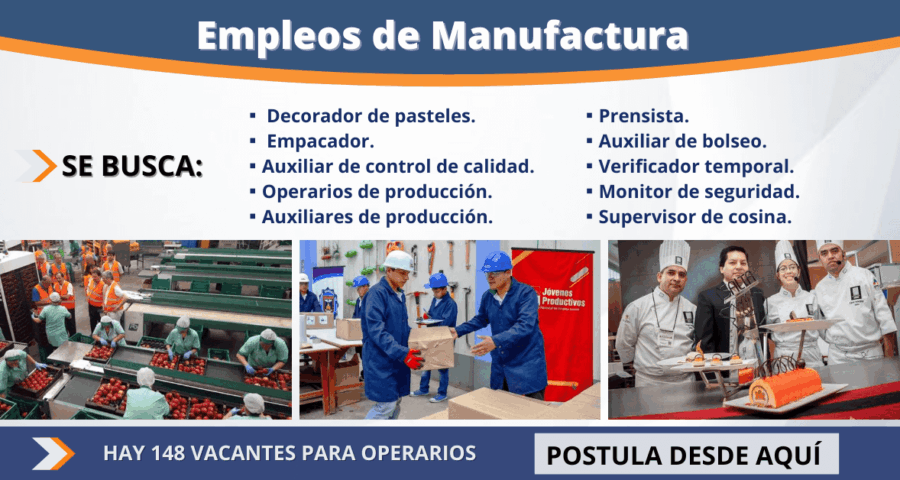 Trabajos en área de Producción, Operarios y Manufactura